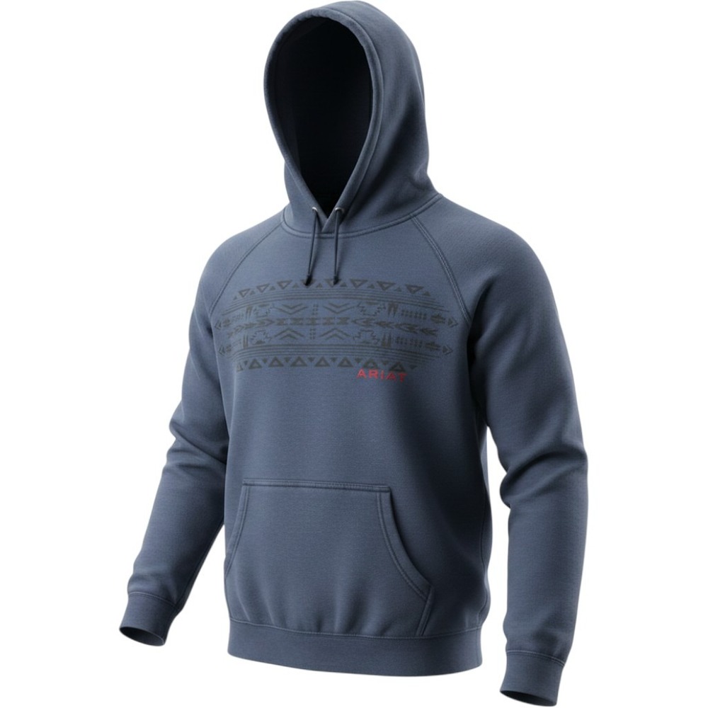 Ariat‎ Basic Hoodie Southwestern Graphic Pullover Navy Blue Large Mens 10037263